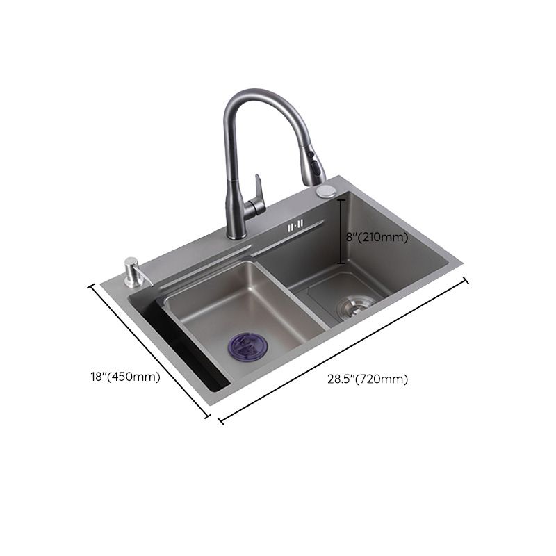 Grey Kitchen Sink Cutting Board Single Bowl Stainless Steel Top-Mount Kitchen Sink Clearhalo 'Home Improvement' 'home_improvement' 'home_improvement_kitchen_sinks' 'Kitchen Remodel & Kitchen Fixtures' 'Kitchen Sinks & Faucet Components' 'Kitchen Sinks' 'kitchen_sinks' 1200x1200_ea4bd37a-eea8-440f-8500-b8aa27e18dfa