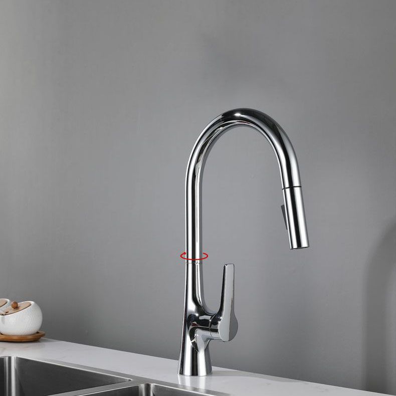 Contemporary Single Handle Standard Kitchen Faucet Pull Down 1-Hold Faucet Clearhalo 'Home Improvement' 'home_improvement' 'home_improvement_kitchen_faucets' 'Kitchen Faucets' 'Kitchen Remodel & Kitchen Fixtures' 'Kitchen Sinks & Faucet Components' 'kitchen_faucets' 1200x1200_ea6714fa-5f85-416e-a50b-689269a3cede