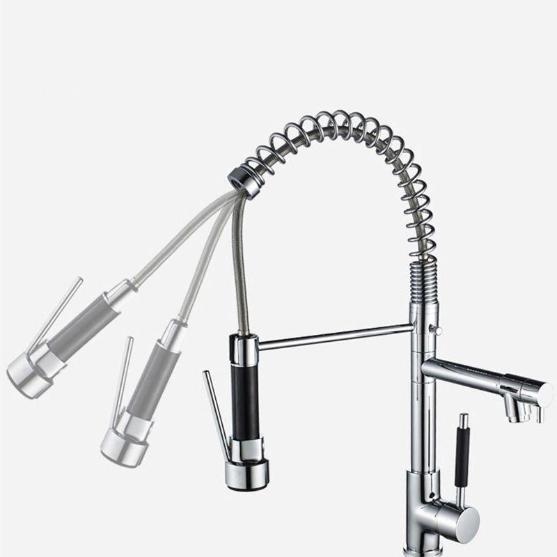 Glam Sink Faucet Brass Lever Handles Spring Neck Swivel Spout Bathroom Vessel Faucet Clearhalo 'Bathroom Remodel & Bathroom Fixtures' 'Bathroom Sink Faucets' 'Bathroom Sinks & Faucet Components' 'bathroom_sink_faucets' 'Home Improvement' 'home_improvement' 'home_improvement_bathroom_sink_faucets' 1200x1200_ea9d50eb-6024-4af3-8b00-1b12e5e71137