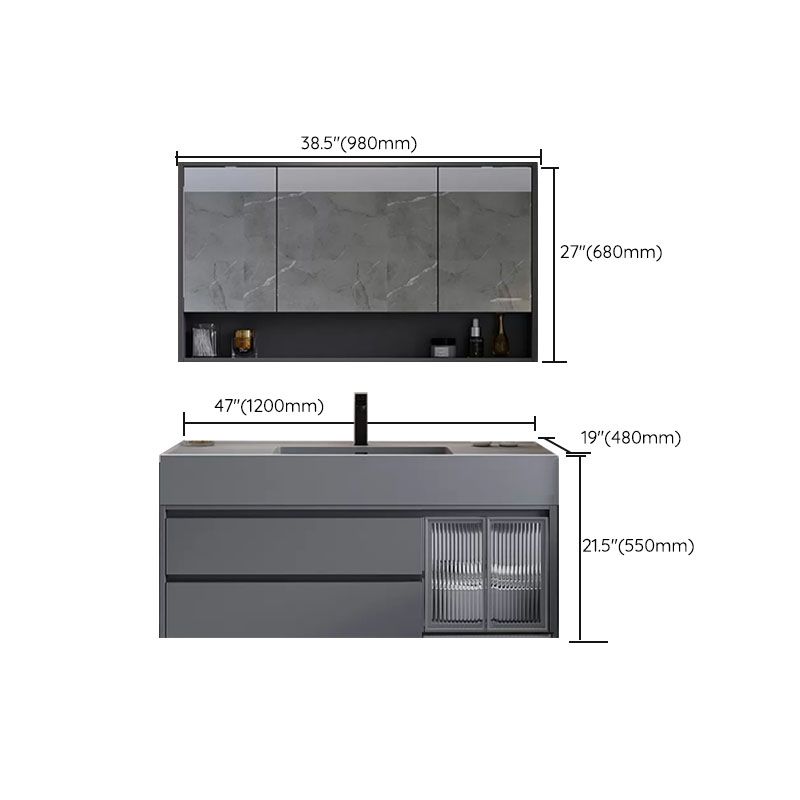 Grey Wall Mounted Standard Modern Single-Sink Open Console with Sink Set Clearhalo 'Bathroom Remodel & Bathroom Fixtures' 'Bathroom Vanities' 'bathroom_vanities' 'Home Improvement' 'home_improvement' 'home_improvement_bathroom_vanities' 1200x1200_eaaa14aa-5ac5-4c9a-a41c-4dfb7acd6d4b