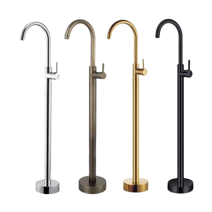 Traditional Floor Mounted Metal Freestanding Tub Filler Single Handle Freestanding Faucet Clearhalo 'Bathroom Remodel & Bathroom Fixtures' 'Bathtub Faucets' 'bathtub_faucets' 'Home Improvement' 'home_improvement' 'home_improvement_bathtub_faucets' 1200x1200_eac000e8-1b36-4f0f-a5e7-258b13729ac8