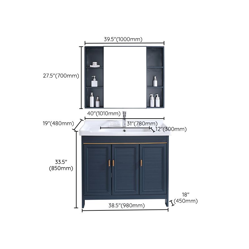 Modern Bathroom Vanity Set Single Freestanding 2 Doors Rectangular Sink Vanity Clearhalo 'Bathroom Remodel & Bathroom Fixtures' 'Bathroom Vanities' 'bathroom_vanities' 'Home Improvement' 'home_improvement' 'home_improvement_bathroom_vanities' 1200x1200_eac677ec-1413-4a39-9a71-029e2a8ca3f4