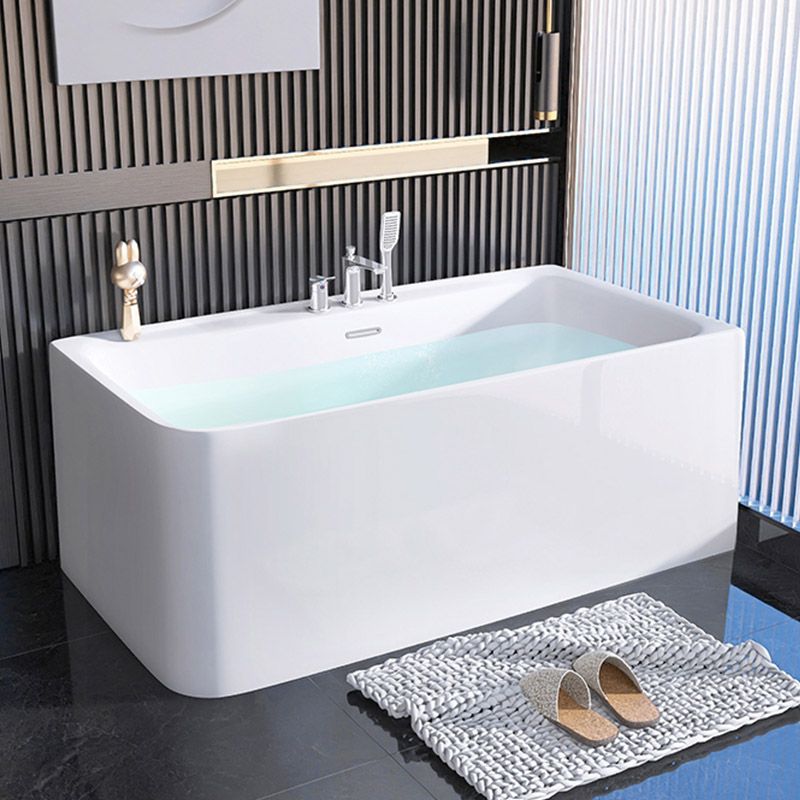 Modern Acrylic Rectangle Bathtub Soaking Back to Wall Bathtub with Drain and Overflow Trim Clearhalo 'Bathroom Remodel & Bathroom Fixtures' 'Bathtubs' 'Home Improvement' 'home_improvement' 'home_improvement_bathtubs' 'Showers & Bathtubs' 1200x1200_eacb3880-c6ff-40c9-a868-daf6f96eef72