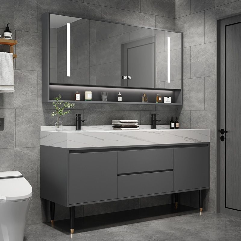 Modern Freestanding Sink Vanity Wood Bathroom Vanity Set with Mirror Clearhalo 'Bathroom Remodel & Bathroom Fixtures' 'Bathroom Vanities' 'bathroom_vanities' 'Home Improvement' 'home_improvement' 'home_improvement_bathroom_vanities' 1200x1200_eaf29fdf-152f-4224-be89-9cb9c261b8de