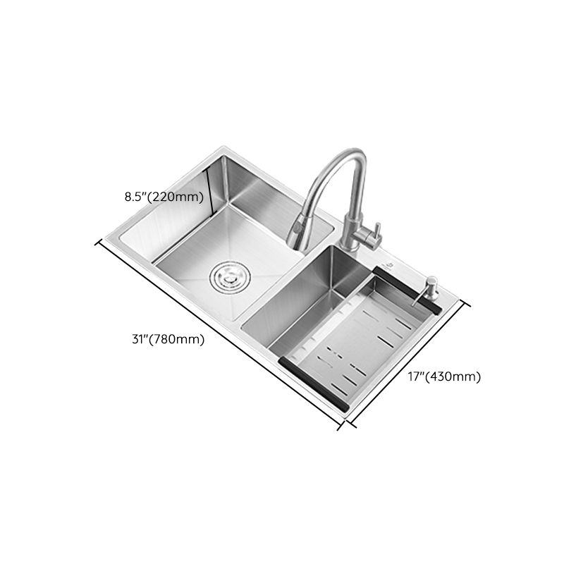 Modern Style Kitchen Sink Overflow Hole Design Scratch Resistant Kitchen Sink Clearhalo 'Home Improvement' 'home_improvement' 'home_improvement_kitchen_sinks' 'Kitchen Remodel & Kitchen Fixtures' 'Kitchen Sinks & Faucet Components' 'Kitchen Sinks' 'kitchen_sinks' 1200x1200_eb05e935-190d-4d16-82ab-7d405be34462