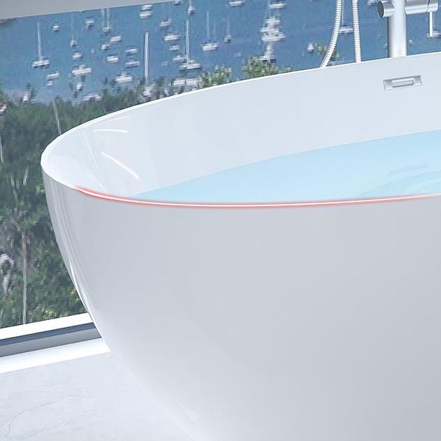 Modern White Acrylic Bathtub Ellipse Freestand Soaking Bathtub with Drain Bath Tub Clearhalo 'Bathroom Remodel & Bathroom Fixtures' 'Bathtubs' 'Home Improvement' 'home_improvement' 'home_improvement_bathtubs' 'Showers & Bathtubs' 1200x1200_eb0b6349-7763-4a93-8996-40e175d12b99