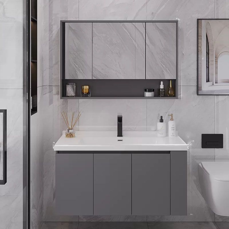 Grey Wall Mounted Standard Single-Sink Rectangular Modern Bathroom Vanity Set Clearhalo 'Bathroom Remodel & Bathroom Fixtures' 'Bathroom Vanities' 'bathroom_vanities' 'Home Improvement' 'home_improvement' 'home_improvement_bathroom_vanities' 1200x1200_eb22c22a-9e56-4f65-abb8-43a7f6394468