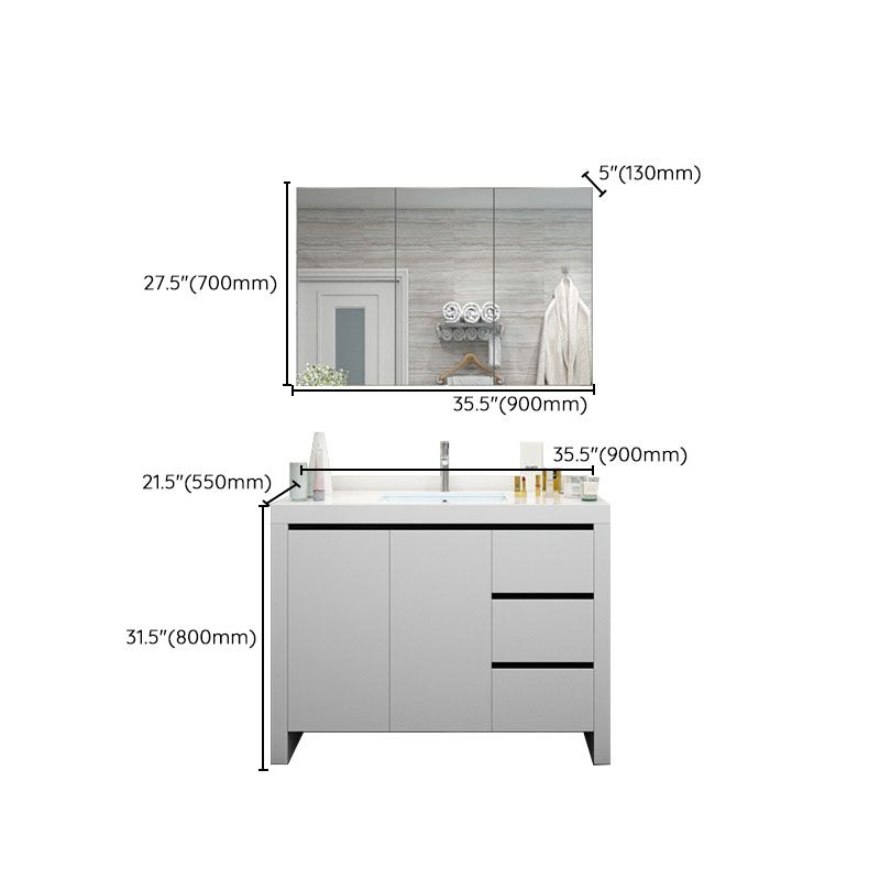 Modern White Wood Sink Vanity Faucet Included with Mirror for Bathroom Clearhalo 'Bathroom Remodel & Bathroom Fixtures' 'Bathroom Vanities' 'bathroom_vanities' 'Home Improvement' 'home_improvement' 'home_improvement_bathroom_vanities' 1200x1200_eb2ef921-8654-4bb6-b8de-70437ea3bb86