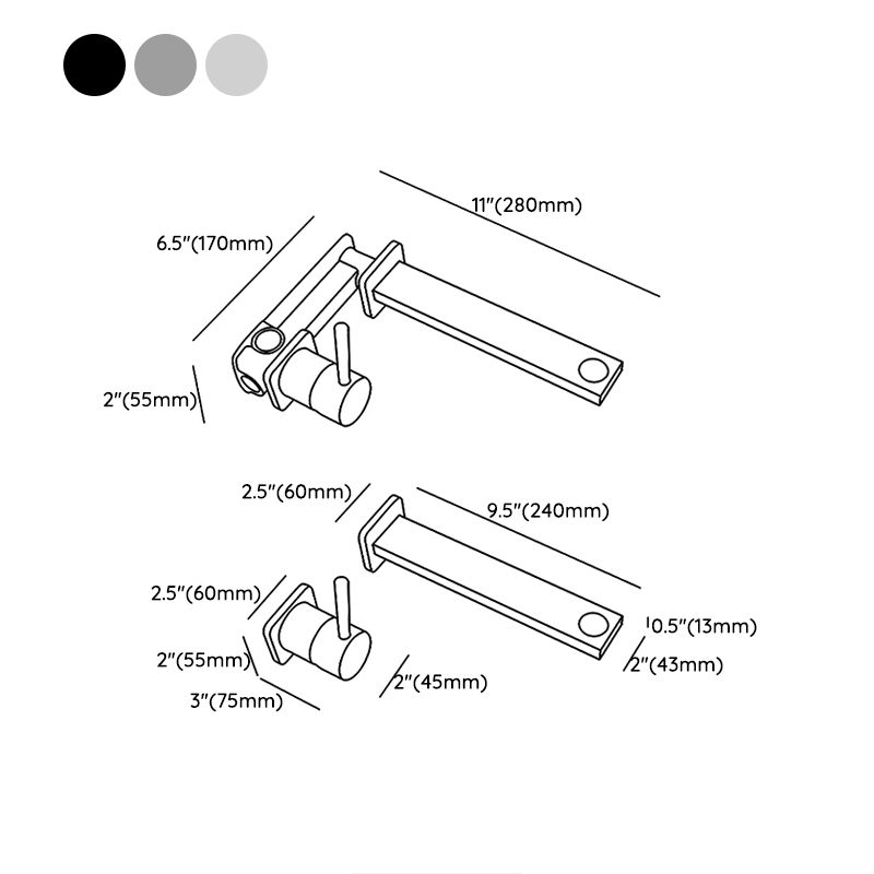 Metal Widespread Lavatory Faucet Modern Wall Mounted Bathroom Faucet Clearhalo 'bathroom_sink_faucets' 'Conjunta de Baño y Conjunta de Grifo' 'Coronamiento de Baño y Dispositivo de Baño' 'Grifo del lavabo del baño' 'Hogar' 'home_improvement' 'home_improvement_bathroom_sink_faucets' 'Mejoras para el hogar' 1200x1200_eb62e05a-6080-4877-b5c7-d62ac7e32283