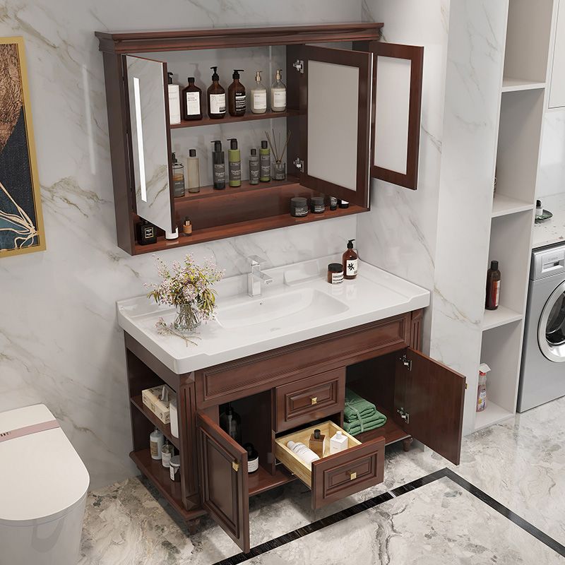 Single Sink Modern Freestanding Bathroom Sink Vanity with Mirror Clearhalo 'Bathroom Remodel & Bathroom Fixtures' 'Bathroom Vanities' 'bathroom_vanities' 'Home Improvement' 'home_improvement' 'home_improvement_bathroom_vanities' 1200x1200_ebb7f069-ab50-4771-814c-257620cda2a9