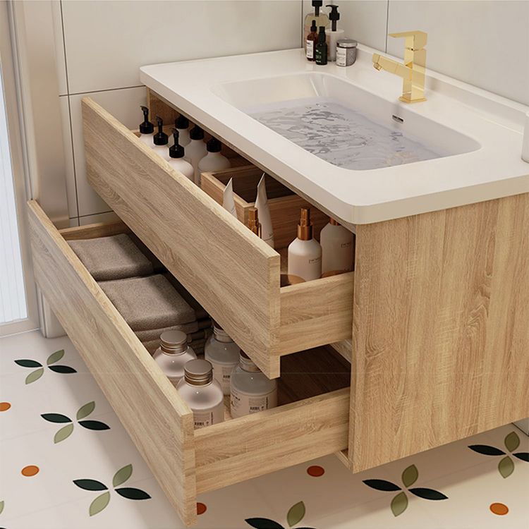 Drawers Bath Vanity Wood Mirror Rectangle Single Sink Wall Mount Vanity Set Clearhalo 'Bathroom Remodel & Bathroom Fixtures' 'Bathroom Vanities' 'bathroom_vanities' 'Home Improvement' 'home_improvement' 'home_improvement_bathroom_vanities' 1200x1200_ebbf6bf1-fbad-4cf3-a84d-2587b0866756