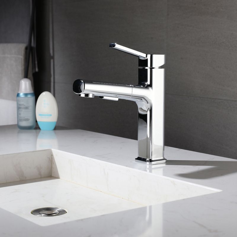 Modern Bathroom Faucet Brass Lever Handles Swivel Spout Bathroom Sink Faucet Clearhalo 'Bathroom Remodel & Bathroom Fixtures' 'Bathroom Sink Faucets' 'Bathroom Sinks & Faucet Components' 'bathroom_sink_faucets' 'Home Improvement' 'home_improvement' 'home_improvement_bathroom_sink_faucets' 1200x1200_ec3e9be1-16d2-4cd2-85c1-683022953536