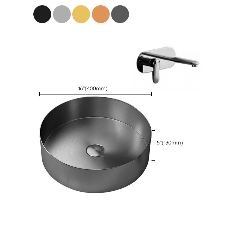 Modern Vessel Sink Round Metal with Faucet and Pop-Up Drain Vessel Lavatory Sink Clearhalo 'Bathroom Remodel & Bathroom Fixtures' 'Bathroom Sinks & Faucet Components' 'Bathroom Sinks' 'bathroom_sink' 'Home Improvement' 'home_improvement' 'home_improvement_bathroom_sink' 1200x1200_ec98eda4-2f96-4185-9b37-51e65a12c1cf