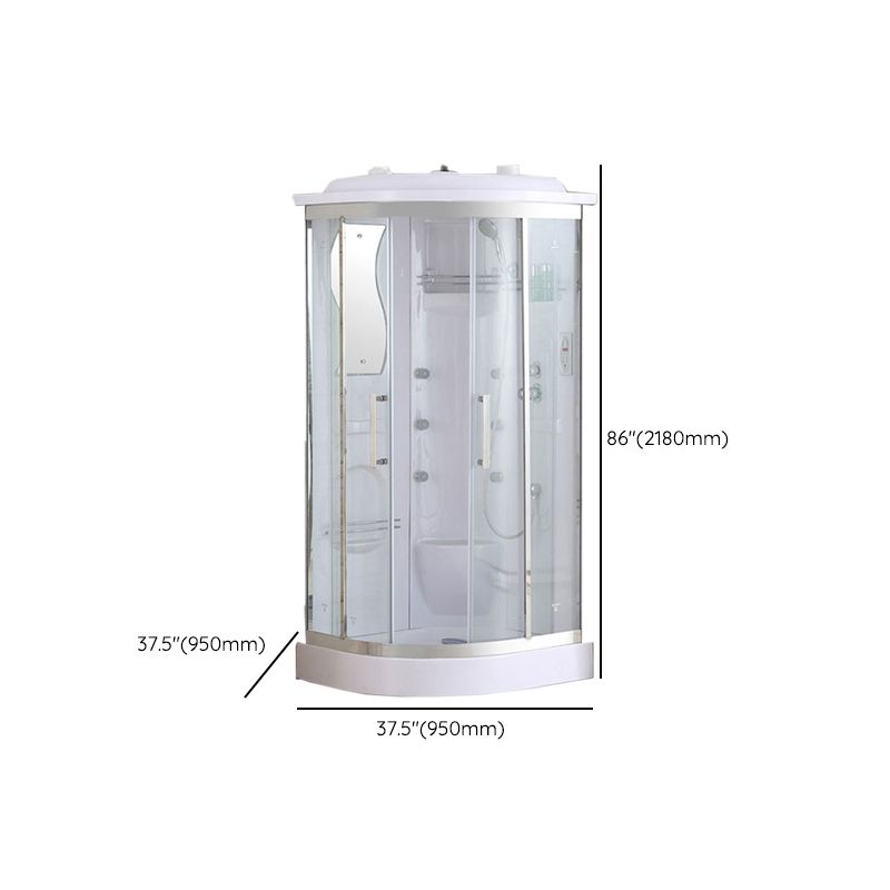 White Rounded Shower Enclosure Tempered Glass Shower Stall with Light Clearhalo 'Bathroom Remodel & Bathroom Fixtures' 'Home Improvement' 'home_improvement' 'home_improvement_shower_stalls_enclosures' 'Shower Stalls & Enclosures' 'shower_stalls_enclosures' 'Showers & Bathtubs' 1200x1200_ecb22d32-1f56-4a13-ad2b-e37b3587dbf1