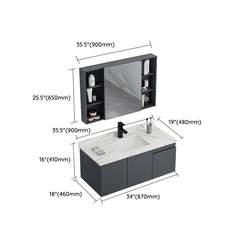 Wall Mounted Bathroom Vanity Modern Metal Vanity Set with Sink Included Clearhalo 'Bathroom Remodel & Bathroom Fixtures' 'Bathroom Vanities' 'bathroom_vanities' 'Home Improvement' 'home_improvement' 'home_improvement_bathroom_vanities' 1200x1200_ecb2da11-f0c0-4808-b35a-8a7c30551f61