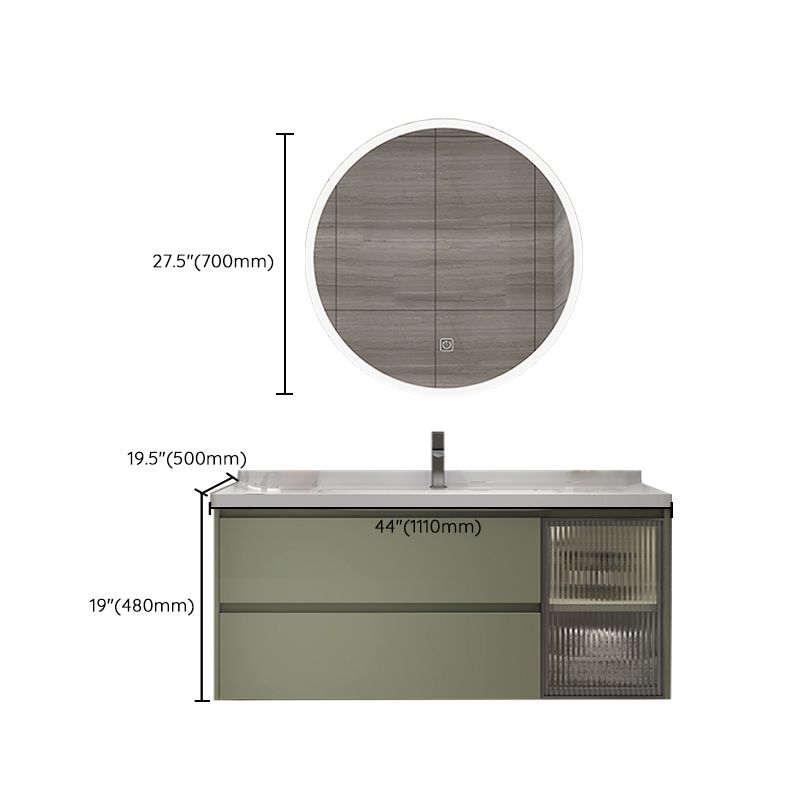 Waterproof Vanity Green Wood Frame Single Sink Drawers Mirror Wall-Mounted Vanity Clearhalo 'Bathroom Remodel & Bathroom Fixtures' 'Bathroom Vanities' 'bathroom_vanities' 'Home Improvement' 'home_improvement' 'home_improvement_bathroom_vanities' 1200x1200_ecb6bbfc-67ac-4db9-97a6-2d5fcfbc5c87