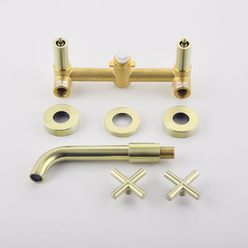 Cross Handle Wall Mounted Bathroom Faucet 3 Hole Luxury Vanity Sink Faucet Clearhalo 'Bathroom Remodel & Bathroom Fixtures' 'Bathroom Sink Faucets' 'Bathroom Sinks & Faucet Components' 'bathroom_sink_faucets' 'Home Improvement' 'home_improvement' 'home_improvement_bathroom_sink_faucets' 1200x1200_ecc5e119-4d7e-425d-9257-dd59476f443e