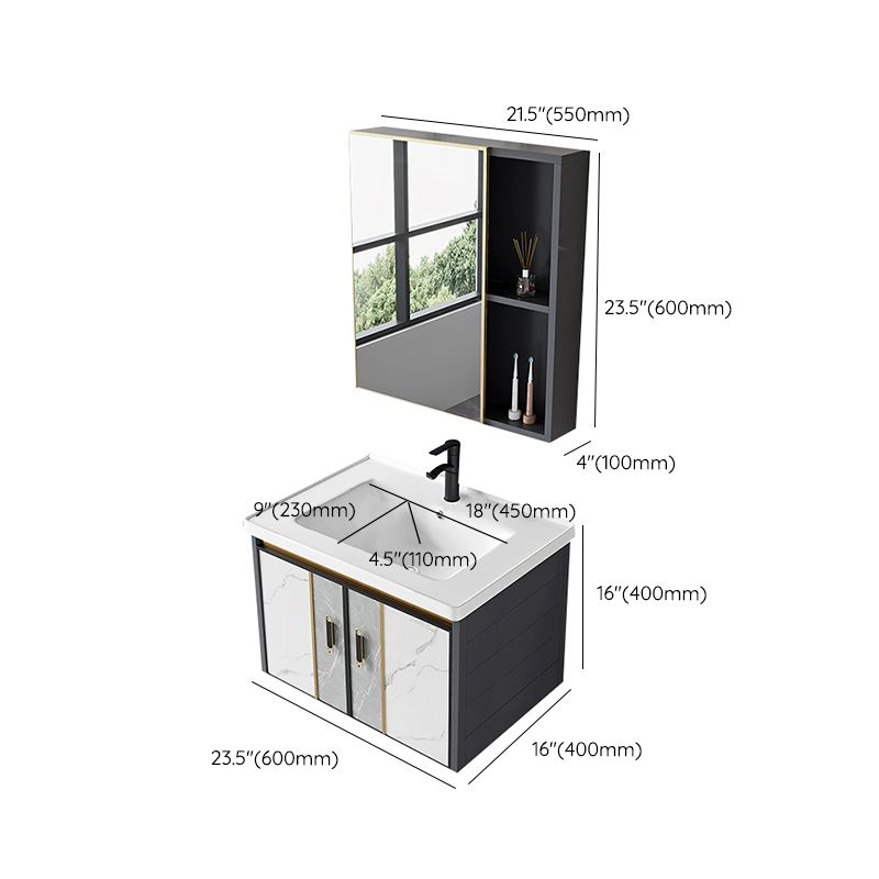 Vanity Set Wall Mounted Drawers Rectangular Ceramic Sink Vanity Set with Faucet Mirror Clearhalo 'Bathroom Remodel & Bathroom Fixtures' 'Bathroom Vanities' 'bathroom_vanities' 'Home Improvement' 'home_improvement' 'home_improvement_bathroom_vanities' 1200x1200_ecc9e2e4-4955-423d-b090-8ac5d528e529