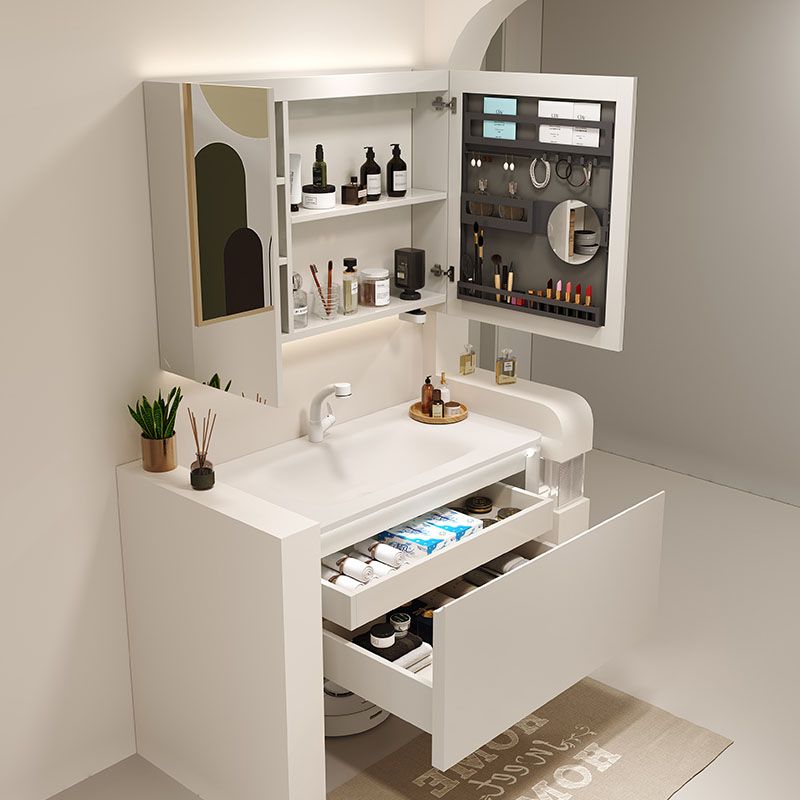 Wood White Wall Modern Mount Bathroom Sink Vanity with Mirror Clearhalo 'Bathroom Remodel & Bathroom Fixtures' 'Bathroom Vanities' 'bathroom_vanities' 'Home Improvement' 'home_improvement' 'home_improvement_bathroom_vanities' 1200x1200_ecde1f32-4912-4b50-95ef-82a3475b14d8