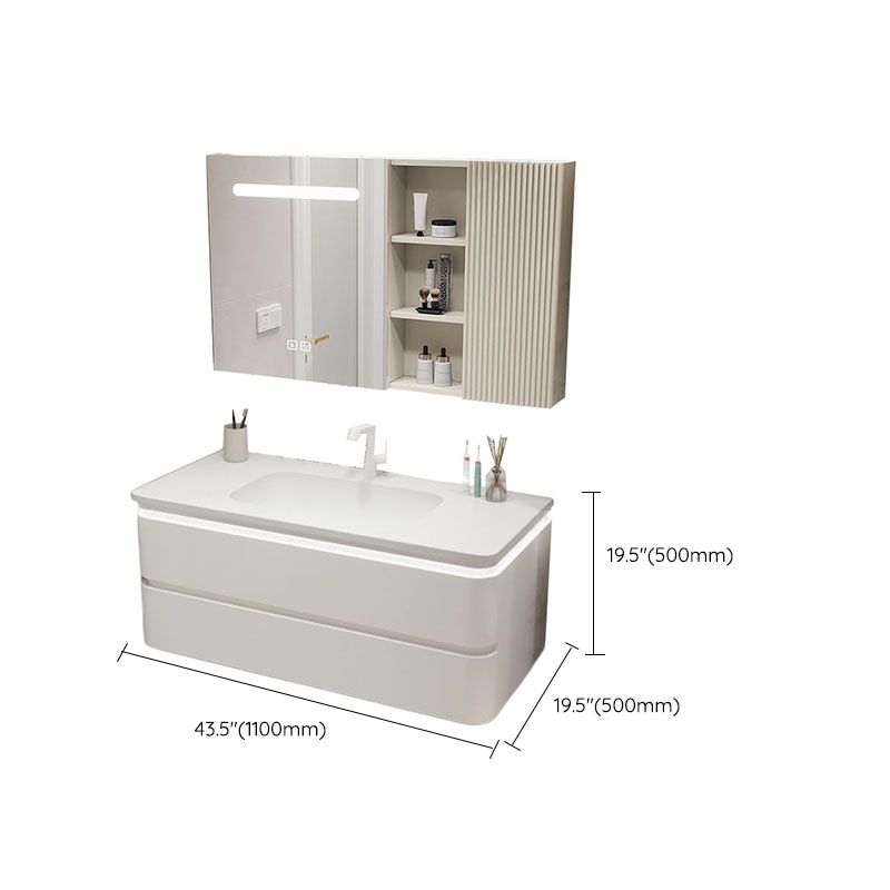 Wall Mount Modern Bathroom Vanity Set with Mirror Faucet Sink Clearhalo 'Bathroom Remodel & Bathroom Fixtures' 'Bathroom Vanities' 'bathroom_vanities' 'Home Improvement' 'home_improvement' 'home_improvement_bathroom_vanities' 1200x1200_ece0cde7-e431-46cb-9386-de08a690935e