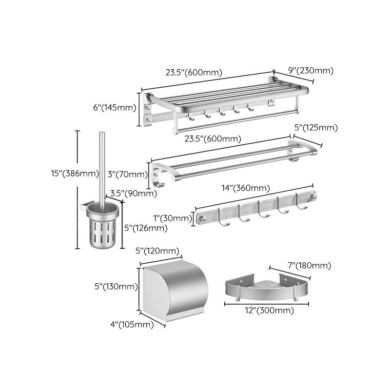 Contemporary Silver Bathroom Accessory As Individual Or As a Set Clearhalo 'Bathroom Hardware Sets' 'Bathroom Hardware' 'Bathroom Remodel & Bathroom Fixtures' 'bathroom_hardware_sets' 'Home Improvement' 'home_improvement' 'home_improvement_bathroom_hardware_sets' 1200x1200_ed004ca3-f0b5-4c12-aff1-2946c0dc4a83