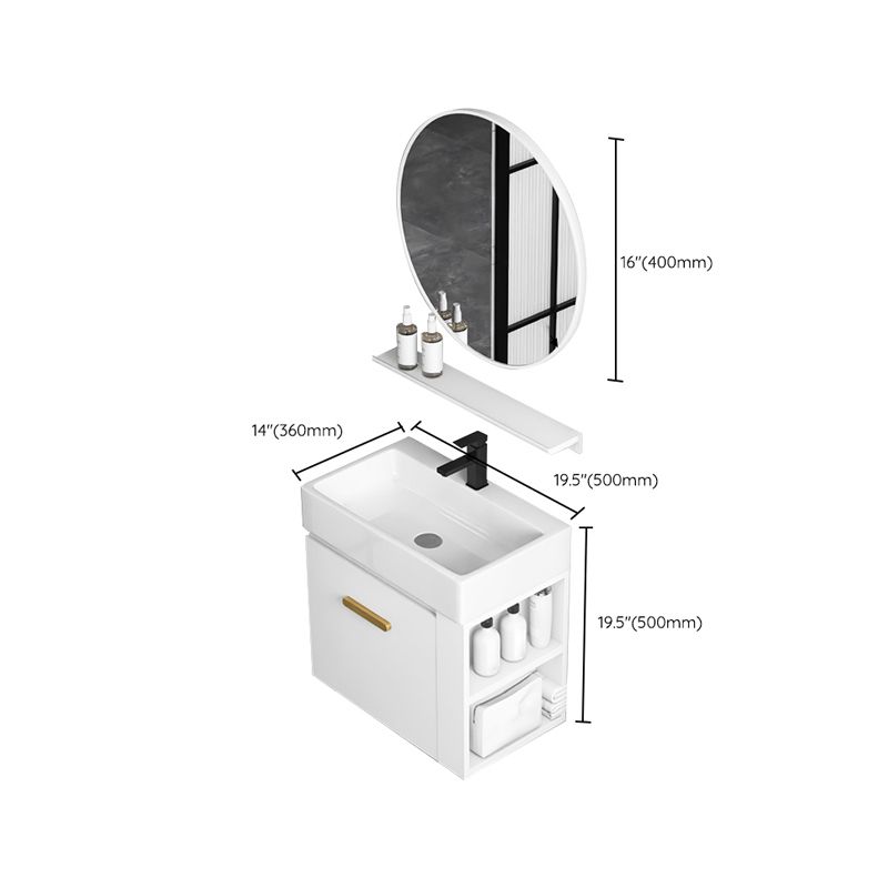 Modern Single Sink Vanity Set Wall Mount White Ceramic Vanity Clearhalo 'Bathroom Remodel & Bathroom Fixtures' 'Bathroom Vanities' 'bathroom_vanities' 'Home Improvement' 'home_improvement' 'home_improvement_bathroom_vanities' 1200x1200_ed0d2821-9fb5-4da4-93af-e280b1c92a8c