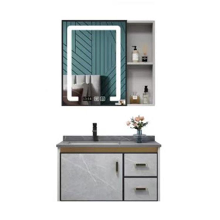 Glam Metal Sink Vanity Wall Mount Bathroom Vanity Set with Mirror Clearhalo 'Bathroom Remodel & Bathroom Fixtures' 'Bathroom Vanities' 'bathroom_vanities' 'Home Improvement' 'home_improvement' 'home_improvement_bathroom_vanities' 1200x1200_ed85901b-ddab-4b45-85ee-c6f8983203cc