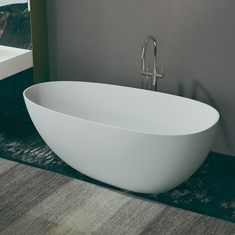 Modern White Ellipse Bathtub Freestanding Soaking Bathtub with Drain Bath Tub Clearhalo 'Bathroom Remodel & Bathroom Fixtures' 'Bathtubs' 'Home Improvement' 'home_improvement' 'home_improvement_bathtubs' 'Showers & Bathtubs' 1200x1200_edbc44bc-6b03-4d9b-b356-8501111b98a0