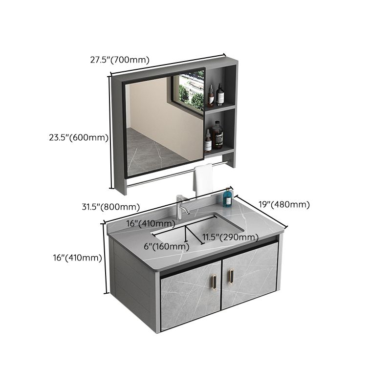 Modern Metal Sink Vanity Wood Wall Mount Faucet Included Bathroom Vanity Clearhalo 'Bathroom Remodel & Bathroom Fixtures' 'Bathroom Vanities' 'bathroom_vanities' 'Home Improvement' 'home_improvement' 'home_improvement_bathroom_vanities' 1200x1200_edc3ef20-ce76-4712-af6d-fbca43f2d045