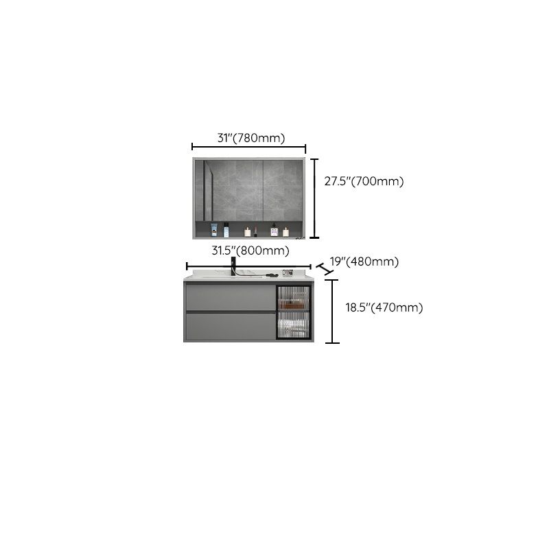 Modern Vanity Set Single Gray Rectangular Wall Mount Bath Vanity Clearhalo 'Bathroom Remodel & Bathroom Fixtures' 'Bathroom Vanities' 'bathroom_vanities' 'Home Improvement' 'home_improvement' 'home_improvement_bathroom_vanities' 1200x1200_edc689bc-0ea6-4618-9885-f8d54b33fad1