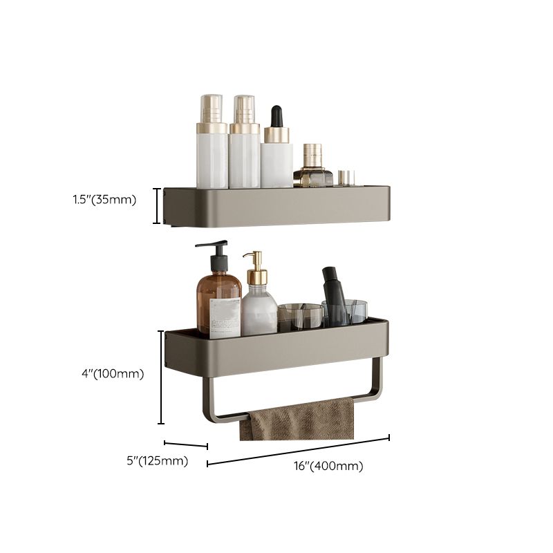 Contemporary Aluminum Bathroom Accessory Set Gray Bath Shelf Clearhalo 'Bathroom Hardware Sets' 'Bathroom Hardware' 'Bathroom Remodel & Bathroom Fixtures' 'bathroom_hardware_sets' 'Home Improvement' 'home_improvement' 'home_improvement_bathroom_hardware_sets' 1200x1200_edd3d8bd-eed4-462d-8396-c37e4cadbfe8