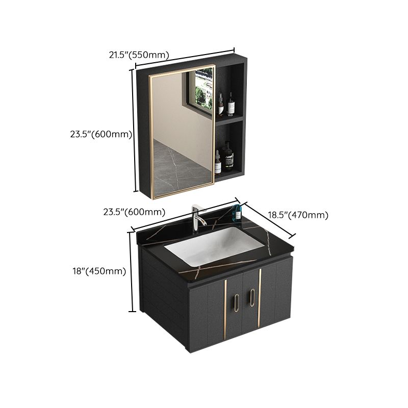 Rectangular Bathroom Vanity Modern Black Single-Sink Wall Mount Vanity Set Clearhalo 'Bathroom Remodel & Bathroom Fixtures' 'Bathroom Vanities' 'bathroom_vanities' 'Home Improvement' 'home_improvement' 'home_improvement_bathroom_vanities' 1200x1200_edd5fa4c-8769-48b8-b45c-6315dff6f7ce