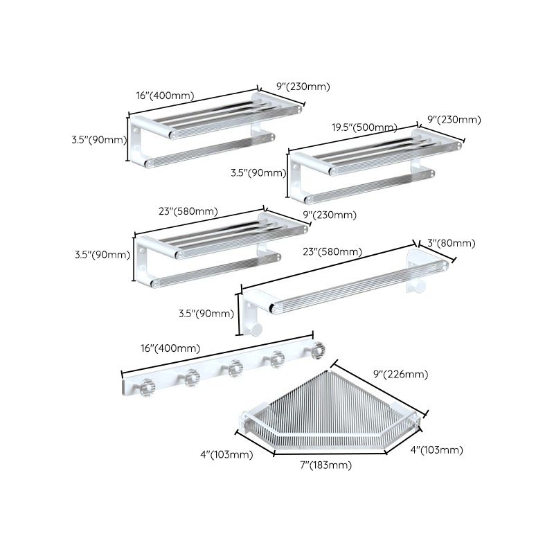 White & Clear Acrylic Bathroom Accessory Set with Towel Bar/Paper Holder/Robe Hook Clearhalo 'Bathroom Hardware Sets' 'Bathroom Hardware' 'Bathroom Remodel & Bathroom Fixtures' 'bathroom_hardware_sets' 'Home Improvement' 'home_improvement' 'home_improvement_bathroom_hardware_sets' 1200x1200_ede7f11a-7412-4dbe-a47b-69aa7331eb94