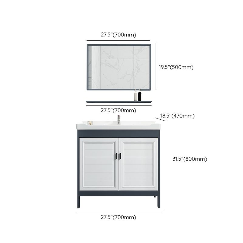 Mirror Bathroom Vanity Freestanding Rectangular Single Sink Metal Frame Vanity with Doors Clearhalo 'Bathroom Remodel & Bathroom Fixtures' 'Bathroom Vanities' 'bathroom_vanities' 'Home Improvement' 'home_improvement' 'home_improvement_bathroom_vanities' 1200x1200_edebf7b5-f681-454e-9895-ae94d9a3619b