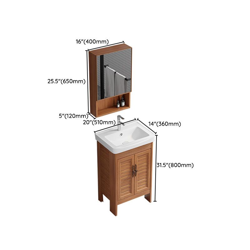 Rectangle Vanity Set Metal Frame Mirror Freestanding 2 Doors Single Sink Bath Vanity Clearhalo 'Bathroom Remodel & Bathroom Fixtures' 'Bathroom Vanities' 'bathroom_vanities' 'Home Improvement' 'home_improvement' 'home_improvement_bathroom_vanities' 1200x1200_ee083c21-ef3b-4cc8-a77b-ac6e67eceff7