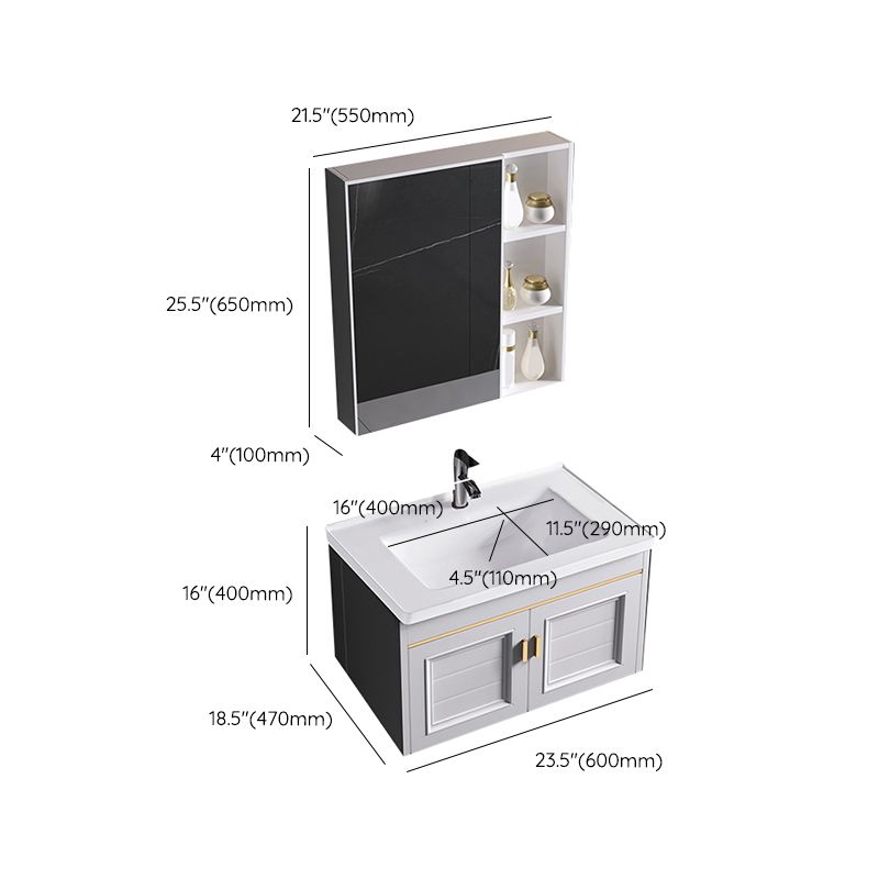 Wall Mounted Sink Vanity Contemporary Metal Bathroom Sink Vanity Clearhalo 'Bathroom Remodel & Bathroom Fixtures' 'Bathroom Vanities' 'bathroom_vanities' 'Home Improvement' 'home_improvement' 'home_improvement_bathroom_vanities' 1200x1200_ee83cd75-1a64-497d-96f9-57e0d9a3a269