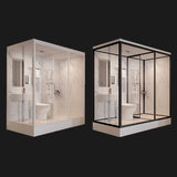 Shower Stall Semi-Frameless Single Sliding Black Rectangle Shower Stall Clearhalo 'Bathroom Remodel & Bathroom Fixtures' 'Home Improvement' 'home_improvement' 'home_improvement_shower_stalls_enclosures' 'Shower Stalls & Enclosures' 'shower_stalls_enclosures' 'Showers & Bathtubs' 1200x1200_eec23d1f-4107-48c2-8bc0-1524abd2c325