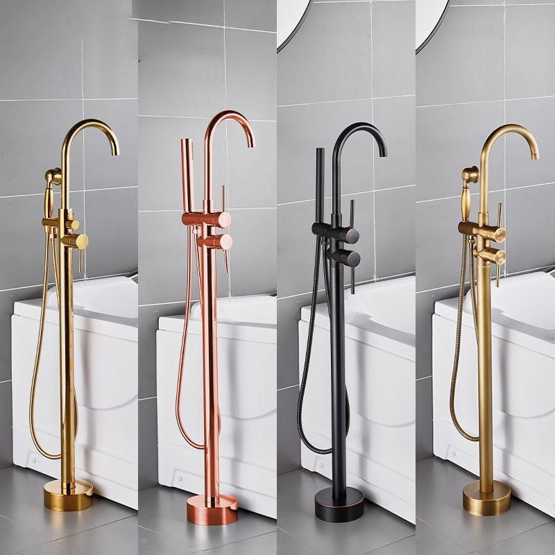 Floor Mounted Metal Freestanding Tub Filler One Hold Freestanding Tub Filler Trim Clearhalo 'Bathroom Remodel & Bathroom Fixtures' 'Bathtub Faucets' 'bathtub_faucets' 'Home Improvement' 'home_improvement' 'home_improvement_bathtub_faucets' 1200x1200_eecd16ad-cd3b-4a95-a73a-d222cf631b4a