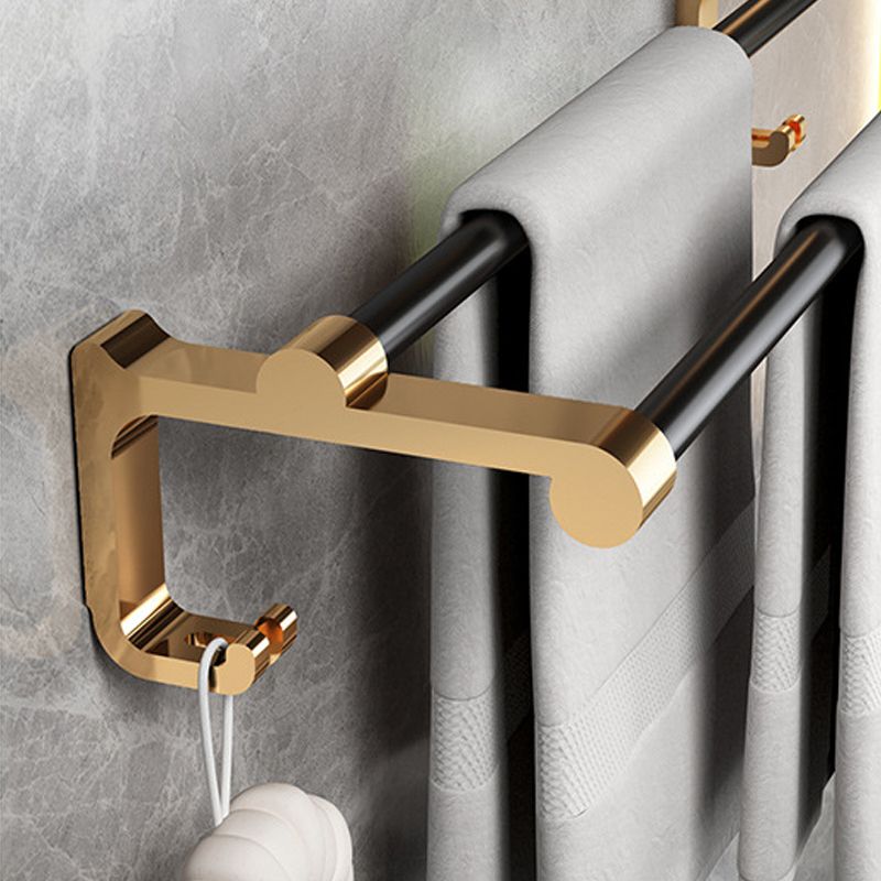 Modernism Bathroom Accessories Hardware Set Black & Golden Bath Shelf/Towel Bar Clearhalo 'Bathroom Hardware Sets' 'Bathroom Hardware' 'Bathroom Remodel & Bathroom Fixtures' 'bathroom_hardware_sets' 'Home Improvement' 'home_improvement' 'home_improvement_bathroom_hardware_sets' 1200x1200_eed0191a-9f60-47bd-a13d-eec511d6efab