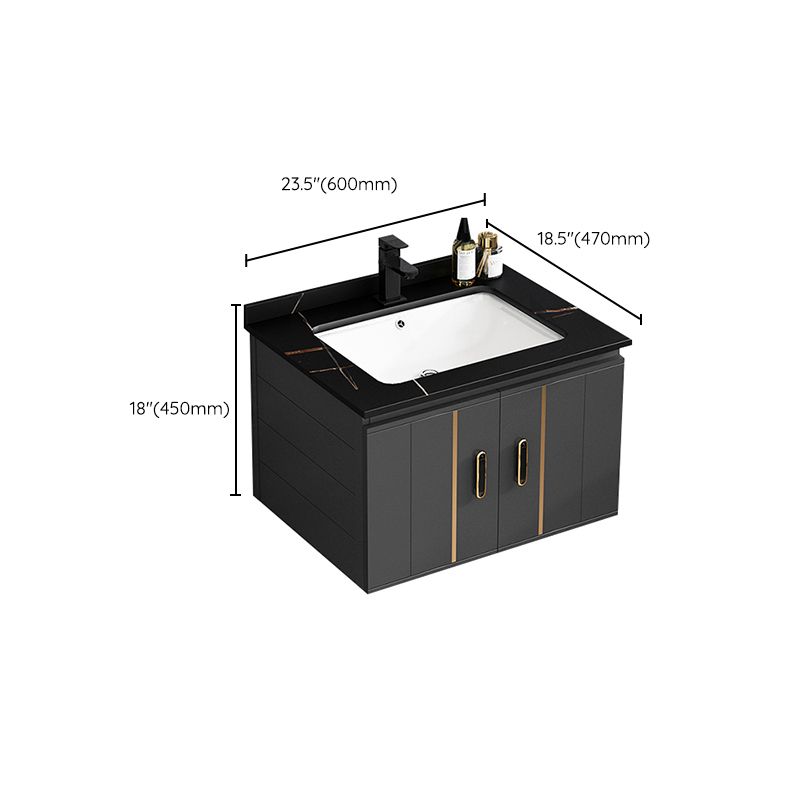 Single Sink Bath Vanity Black Wall Mount Modern Metal Base Vanity Set Clearhalo 'Bathroom Remodel & Bathroom Fixtures' 'Bathroom Vanities' 'bathroom_vanities' 'Home Improvement' 'home_improvement' 'home_improvement_bathroom_vanities' 1200x1200_eee5cf31-bab3-40d6-9fd8-8b30e0f564ff