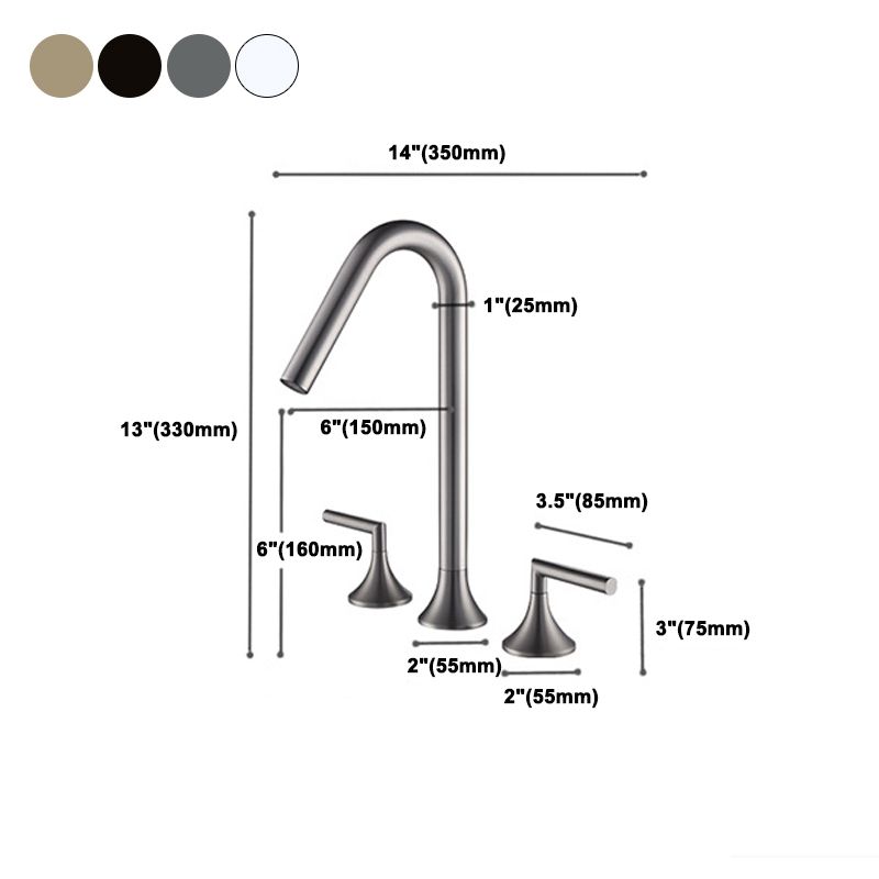 13 Inches Swivel Widespread Bathroom Faucet with Drain 2-Handle Bathroom Sink Faucet Clearhalo 'Bathroom Remodel & Bathroom Fixtures' 'Bathroom Sink Faucets' 'Bathroom Sinks & Faucet Components' 'bathroom_sink_faucets' 'Home Improvement' 'home_improvement' 'home_improvement_bathroom_sink_faucets' 1200x1200_ef159adc-7f67-4363-9d6f-33a4f4715c67