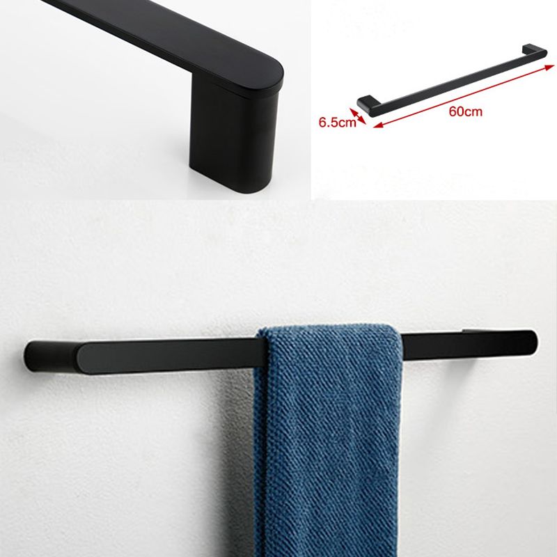 Minimalism Black Bathroom Accessory Set Contemporary Style Metal Towel Bar Clearhalo 'Bathroom Hardware Sets' 'Bathroom Hardware' 'Bathroom Remodel & Bathroom Fixtures' 'bathroom_hardware_sets' 'Home Improvement' 'home_improvement' 'home_improvement_bathroom_hardware_sets' 1200x1200_ef1b038e-9b31-4e8f-b973-9606cf6d22a5