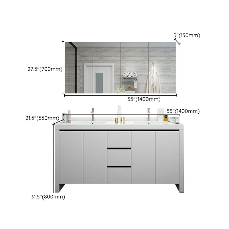 Modern White Wood Sink Vanity Faucet Included with Mirror for Bathroom Clearhalo 'Bathroom Remodel & Bathroom Fixtures' 'Bathroom Vanities' 'bathroom_vanities' 'Home Improvement' 'home_improvement' 'home_improvement_bathroom_vanities' 1200x1200_ef1b7da5-344b-4c40-aae1-7dcf9d083767