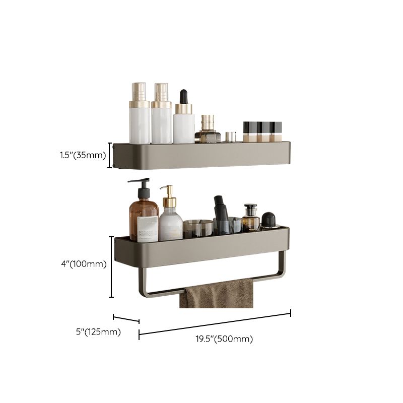 Contemporary Aluminum Bathroom Accessory Set Gray Bath Shelf Clearhalo 'Bathroom Hardware Sets' 'Bathroom Hardware' 'Bathroom Remodel & Bathroom Fixtures' 'bathroom_hardware_sets' 'Home Improvement' 'home_improvement' 'home_improvement_bathroom_hardware_sets' 1200x1200_ef1f151c-fa71-451c-aec8-5bd2888f43dd