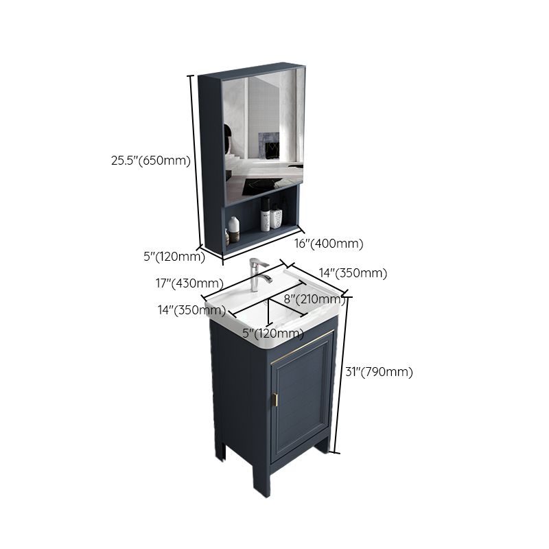 Blue Vanity Freestanding Rectangular Single Sink Mirror Metal Frame Vanity with 2 Doors Clearhalo 'Bathroom Remodel & Bathroom Fixtures' 'Bathroom Vanities' 'bathroom_vanities' 'Home Improvement' 'home_improvement' 'home_improvement_bathroom_vanities' 1200x1200_ef7185df-92a7-45a6-b735-79092db587bd