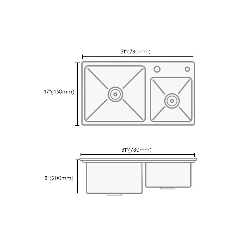 Modern Style Kitchen Sink Drop-In Noise-cancelling Design Kitchen Double Sink Clearhalo 'Home Improvement' 'home_improvement' 'home_improvement_kitchen_sinks' 'Kitchen Remodel & Kitchen Fixtures' 'Kitchen Sinks & Faucet Components' 'Kitchen Sinks' 'kitchen_sinks' 1200x1200_efa84181-57c4-43e9-baf6-4d1407690e51