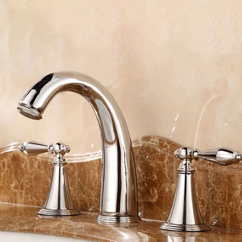 Luxury 3 Hole Sink Bathroom Faucet Lever Handle Basin Faucet Circular Brass Faucet Clearhalo 'Bathroom Remodel & Bathroom Fixtures' 'Bathroom Sink Faucets' 'Bathroom Sinks & Faucet Components' 'bathroom_sink_faucets' 'Home Improvement' 'home_improvement' 'home_improvement_bathroom_sink_faucets' 1200x1200_efbd5010-7972-4d7e-8442-d845c2155c80