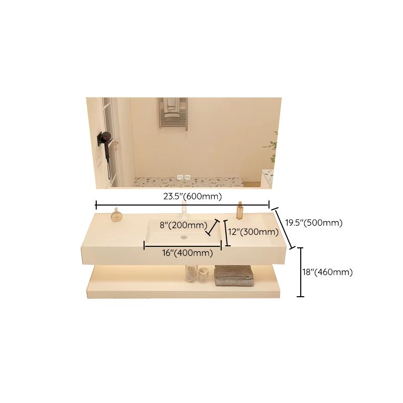 Creative Vanity Sink Mirror Wall-Mounted Bathroom Vanity Set in White Clearhalo 'Bathroom Remodel & Bathroom Fixtures' 'Bathroom Vanities' 'bathroom_vanities' 'Home Improvement' 'home_improvement' 'home_improvement_bathroom_vanities' 1200x1200_efd36982-dbb6-4cb6-93b9-98368f0a8f3c