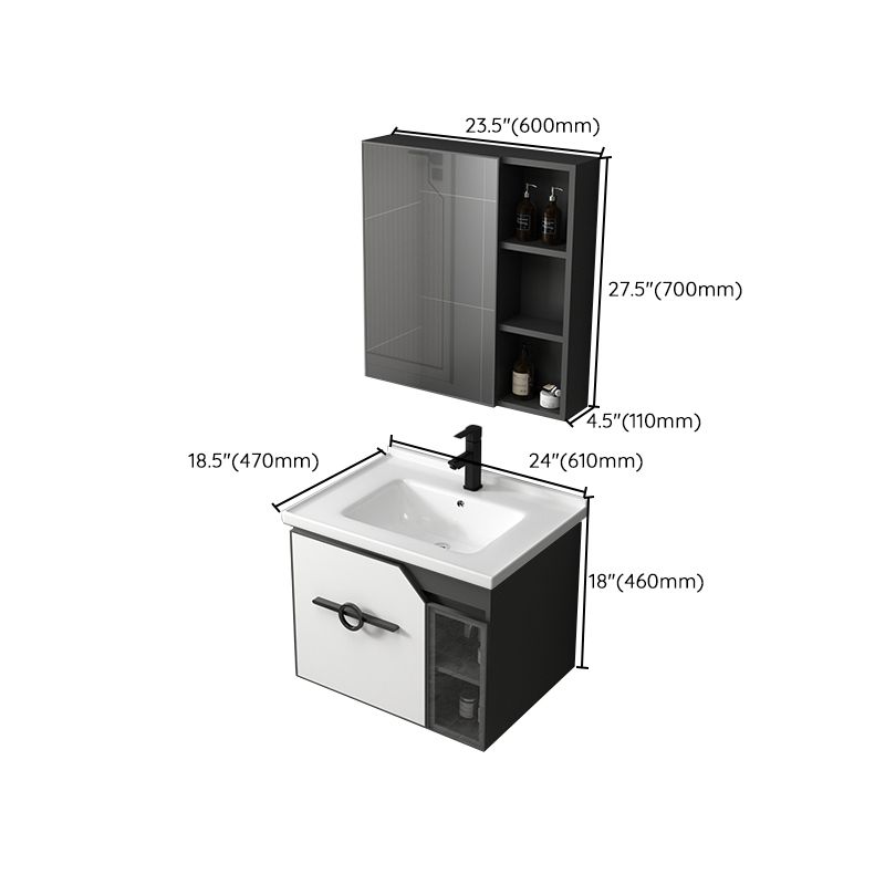 Modern Single Sink Vanity Metal Base Rectangular Wall Mount Vanity Set Clearhalo 'Bathroom Remodel & Bathroom Fixtures' 'Bathroom Vanities' 'bathroom_vanities' 'Home Improvement' 'home_improvement' 'home_improvement_bathroom_vanities' 1200x1200_f00b6905-b610-4906-bcc5-747f6030adba