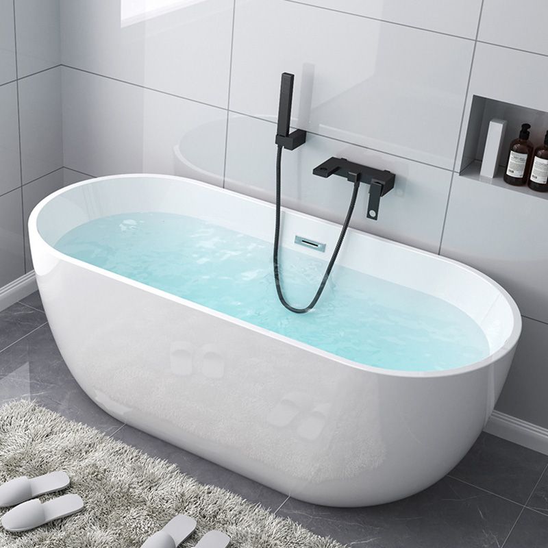 Acrylic Oval Freestanding Bath Soaking 23.23-inch Tall Bathtub in White Clearhalo 'Bathroom Remodel & Bathroom Fixtures' 'Bathtubs' 'Home Improvement' 'home_improvement' 'home_improvement_bathtubs' 'Showers & Bathtubs' 1200x1200_f056ff82-6fae-431e-afa0-e578d4152630
